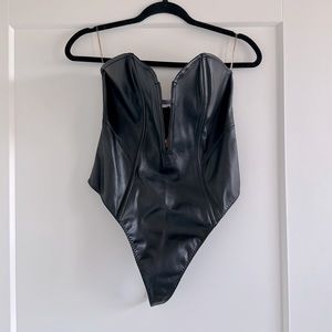 VS Leather Thong Bodysuit Corset